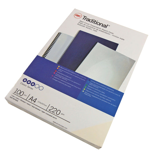 GBC Traditional® Binding Cover A4 White 220 gsm - Packs of 100